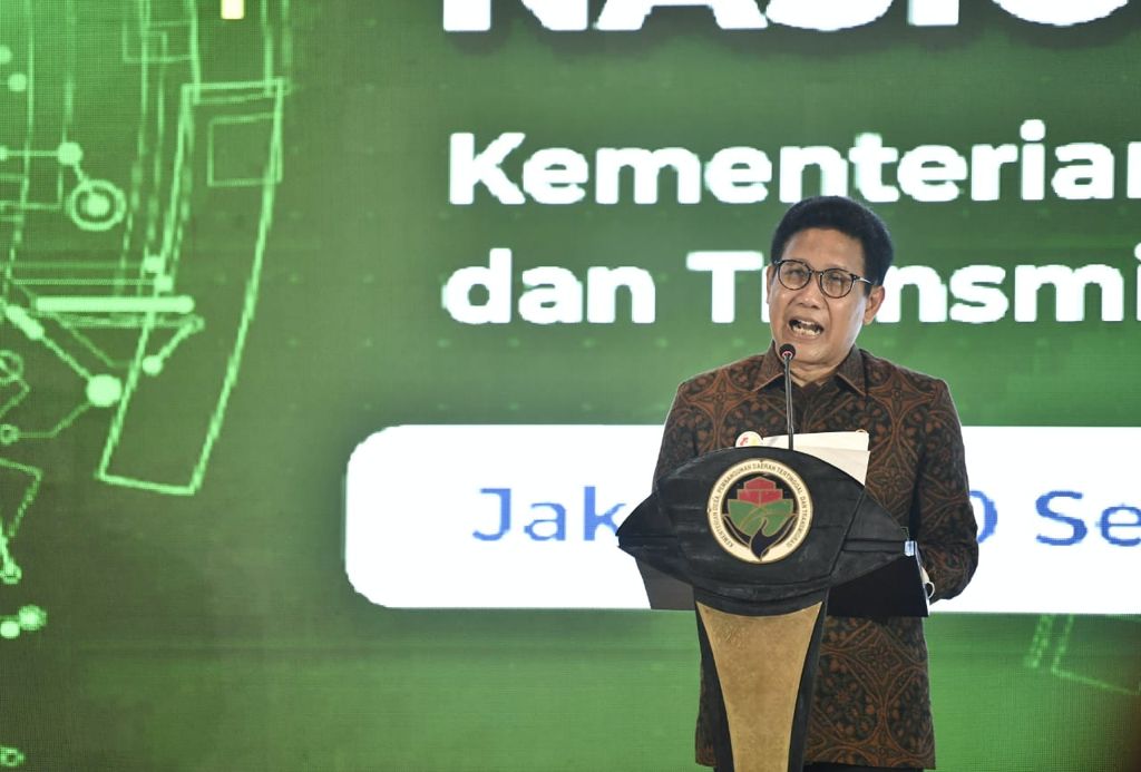 Menteri Desa PDTT RI, Abdul Halim Iskandar saat sambutan Acara Puncak Gelar Teknologi Tepat Guna (TTG) di Jakarta, Indonesia